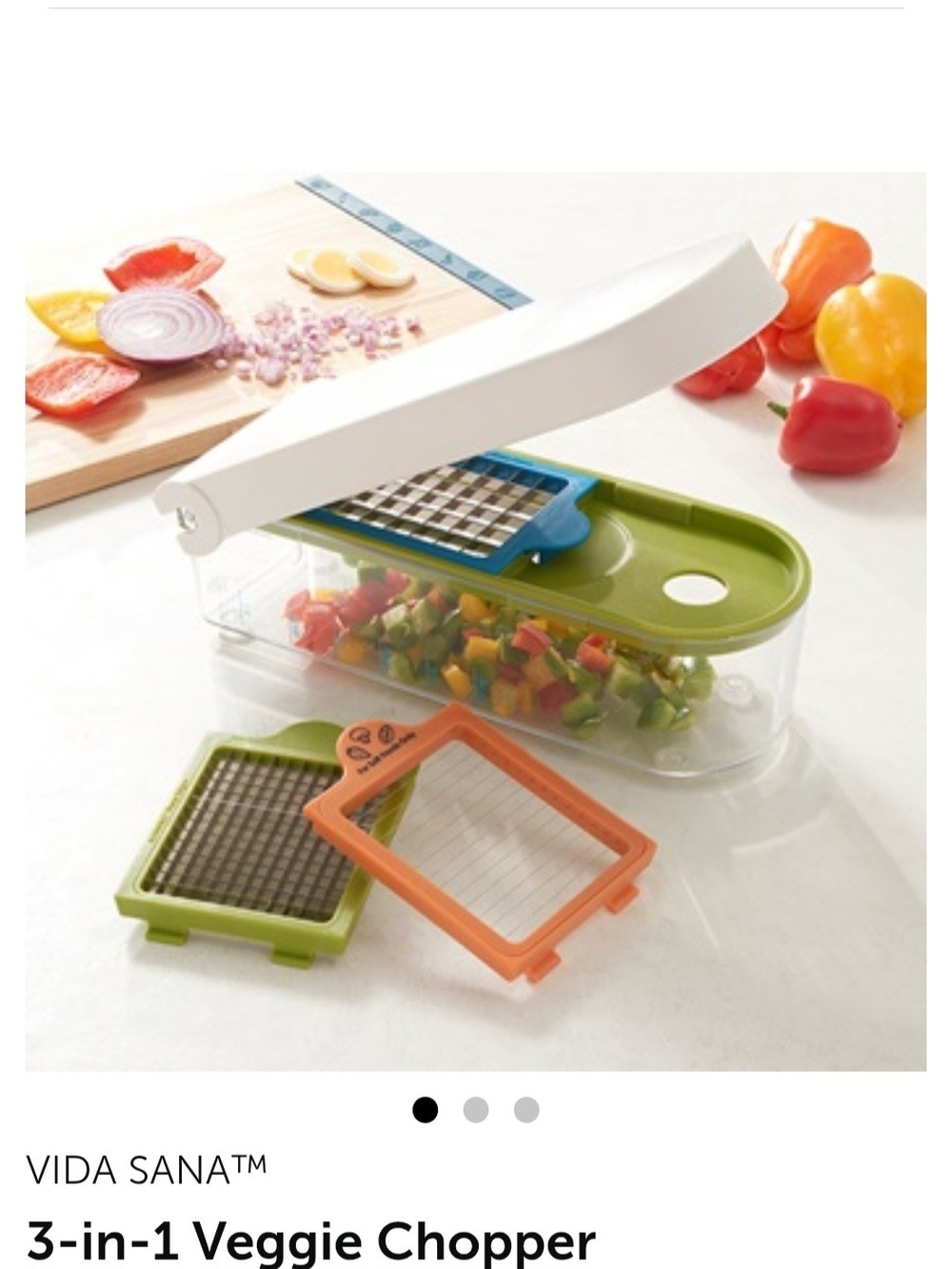 VIDA SANATM 3-in-1 Veggie Chopper Green & White Kitchen Tool